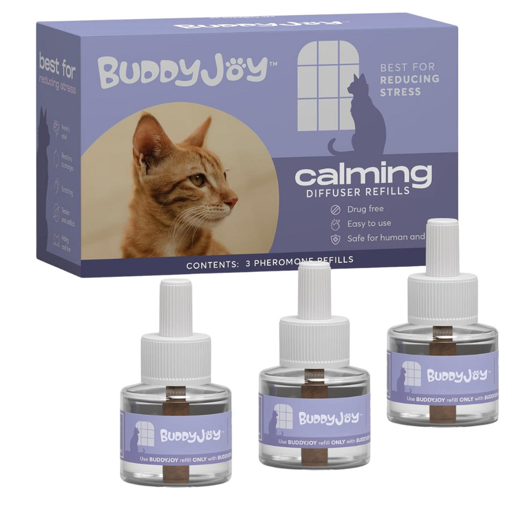 Cat Calming Diffuser Refills – Long-Lasting 30-Day Formula with Pheromones for Stress Relief, Relaxation, and Anxiety Reduction in Cats Easy to Use – (3 Refills)