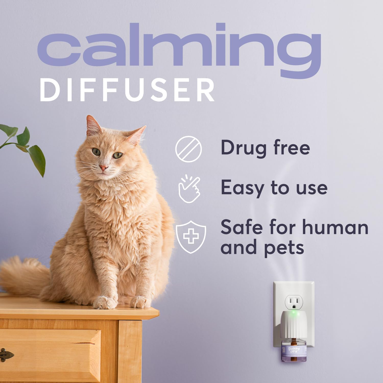 BUDDYJOY® Cat Calming Diffuser Refills – Long-Lasting 30-Day Formula with Pheromones for Stress Relief, Relaxation, and Anxiety Reduction in Cats Easy to Use – (6 Refills)